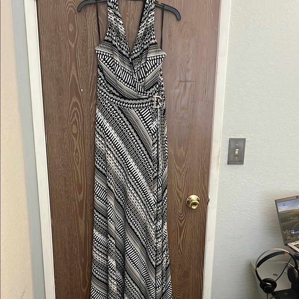 White House Black Market Ruched Halter Maxi Dress